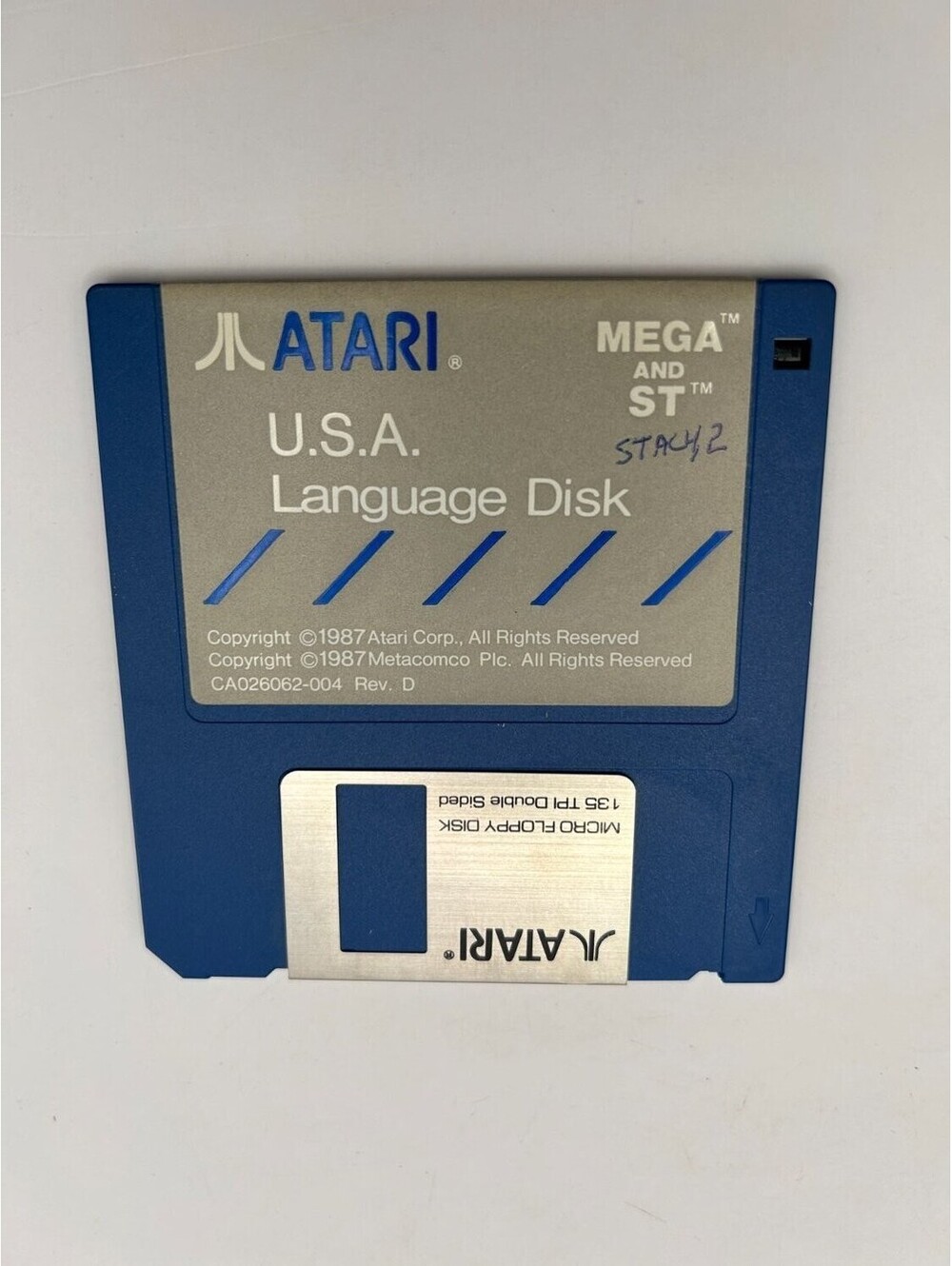 Atari Mega And ST Language Disk U.S.A. Vintage Computer Floppy 8.9 Cm Blue 1987